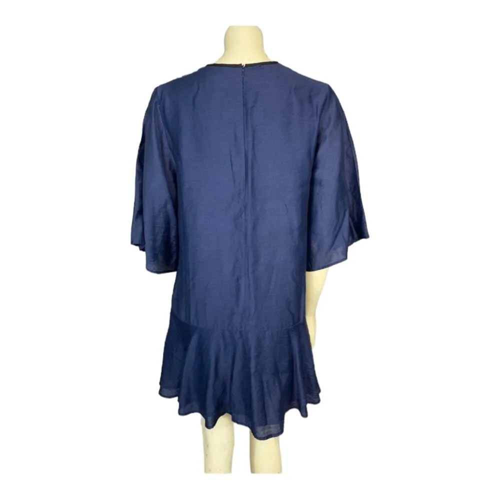 Pfeiffer blue shift dress bell sleeves key hole opening at chest size medium - Image 6
