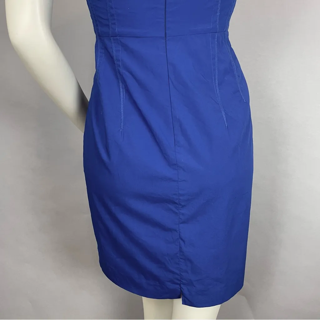 Club Monaco Sheath Dress Mini Women Size 0 Blue Sleeveless Cotton‎ Darts Sleek - Image 9