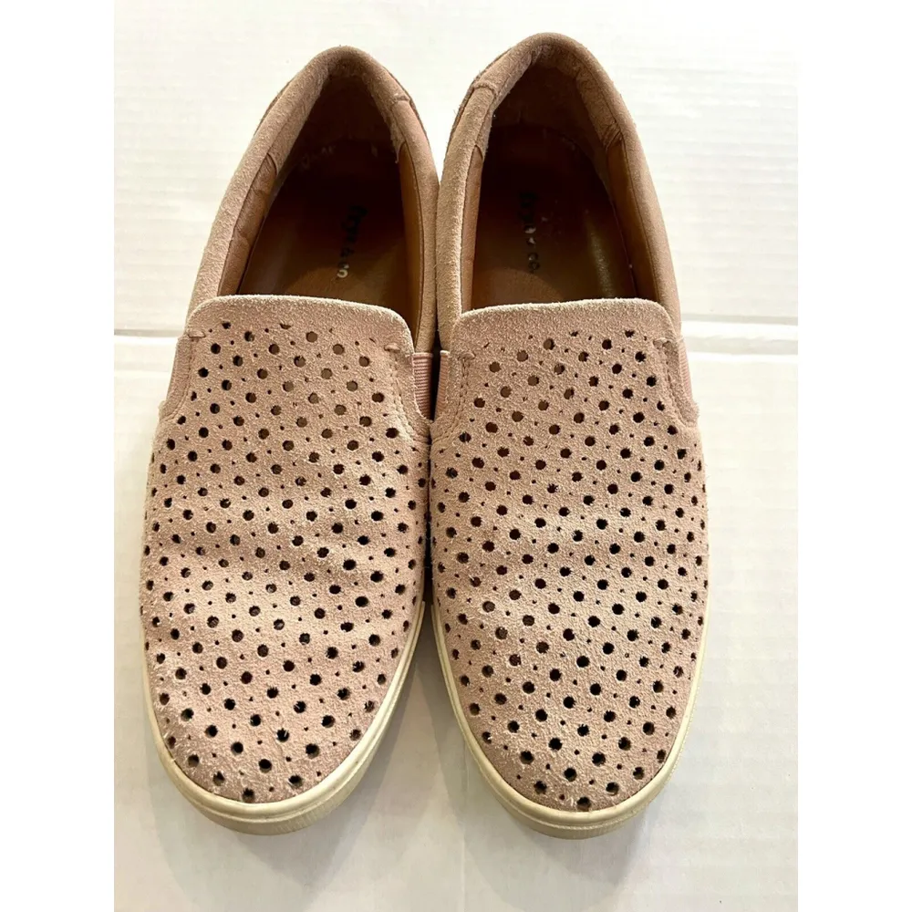 Frye & Co Peggy Perf Shoes 8.5 M Pink Suede Eyelet Slip-On Loafers - Image 3