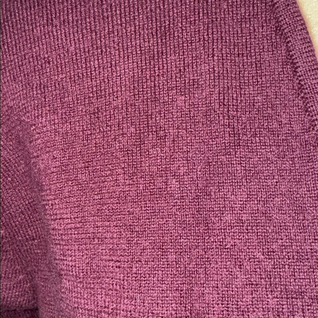 Nordstrom deep  plum front tie cardigan jacket. 💯 wool knit. Size Small. - Image 5