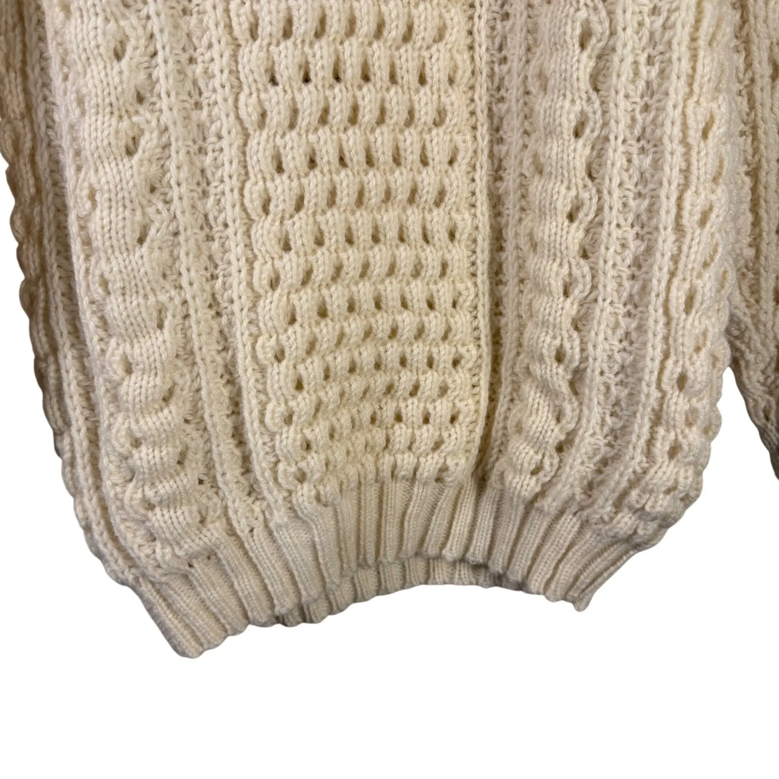 Rossan Knitwear Irish Aran Cable Knit Sweater Pure New Wool Small Ireland - Image 5