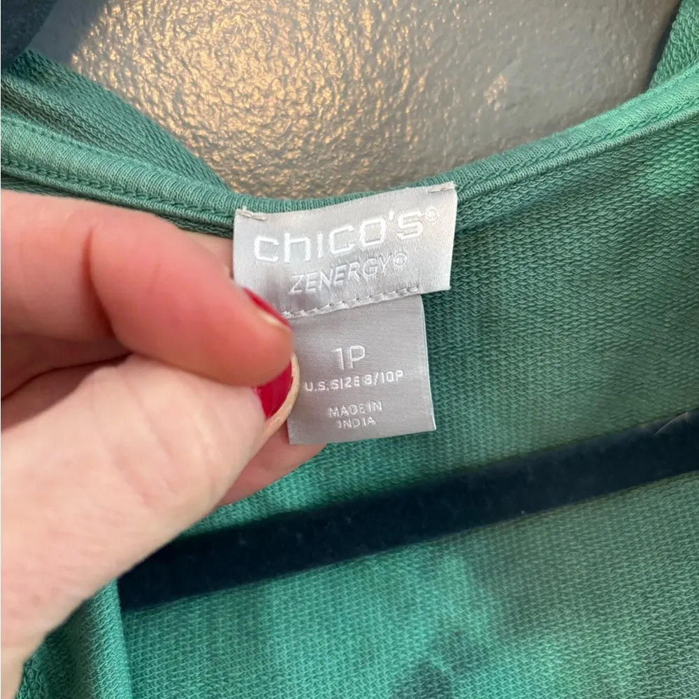 Chico’s Zenergy Green Tie Dye Open Sweatshirt Material Cardigan - Image 6