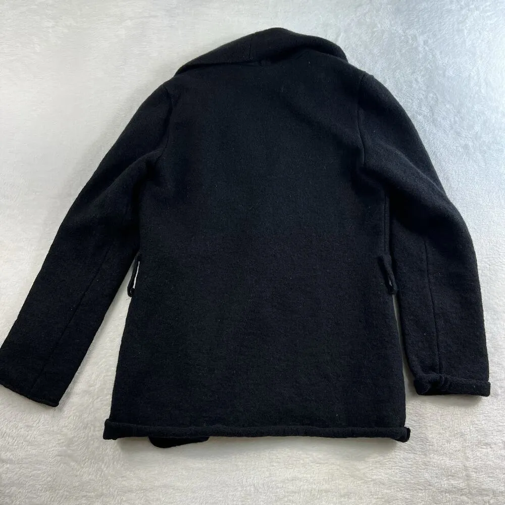 Fuzzi S Small Boiled Wool Cardigan Sweater Jacket Open Front Black Capsule Italy - Image 11