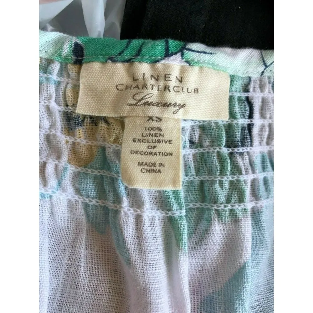 Charter Club Luxury Linen Tunic Blouse Lace XS Extra Small Boho Lagenlook Floral - Image 4