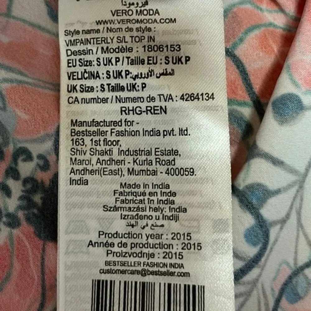 Vero Moda Multicolor Floral Print Sleeveless Curved Hem Casual Tank Top Size S - Image 4