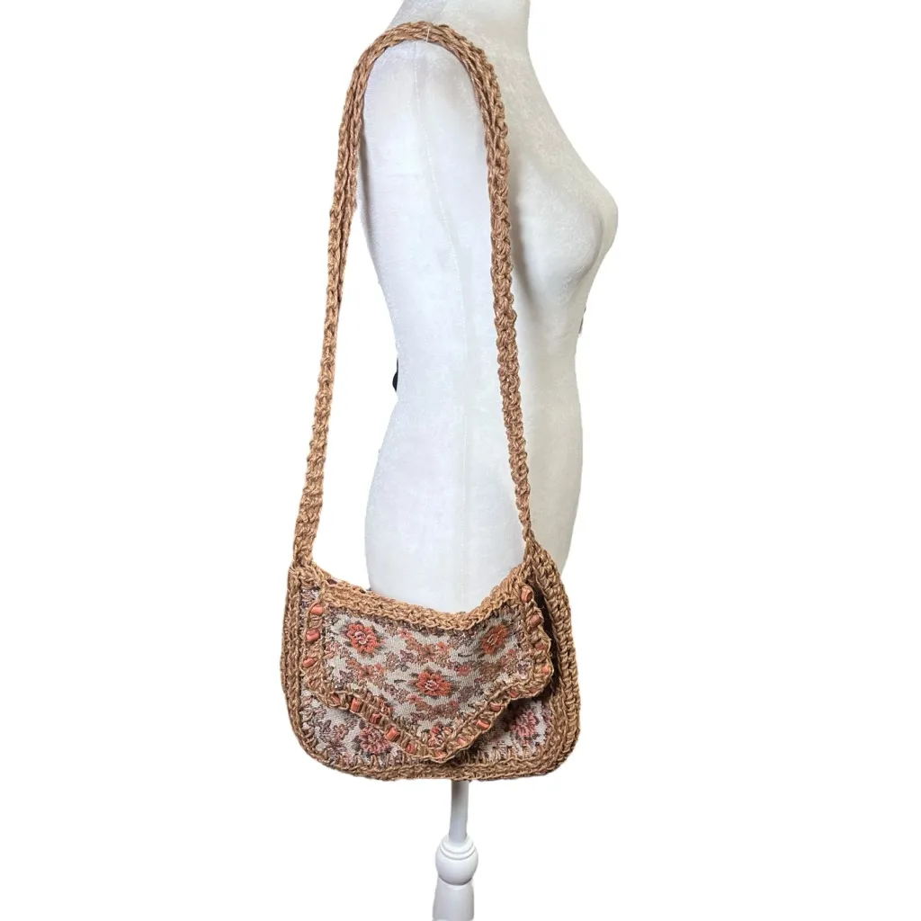 VTG 70s Boho Floral Tapestry Woven Canvas Purse Hong Kong JCPenney Cottagecore - Image 6