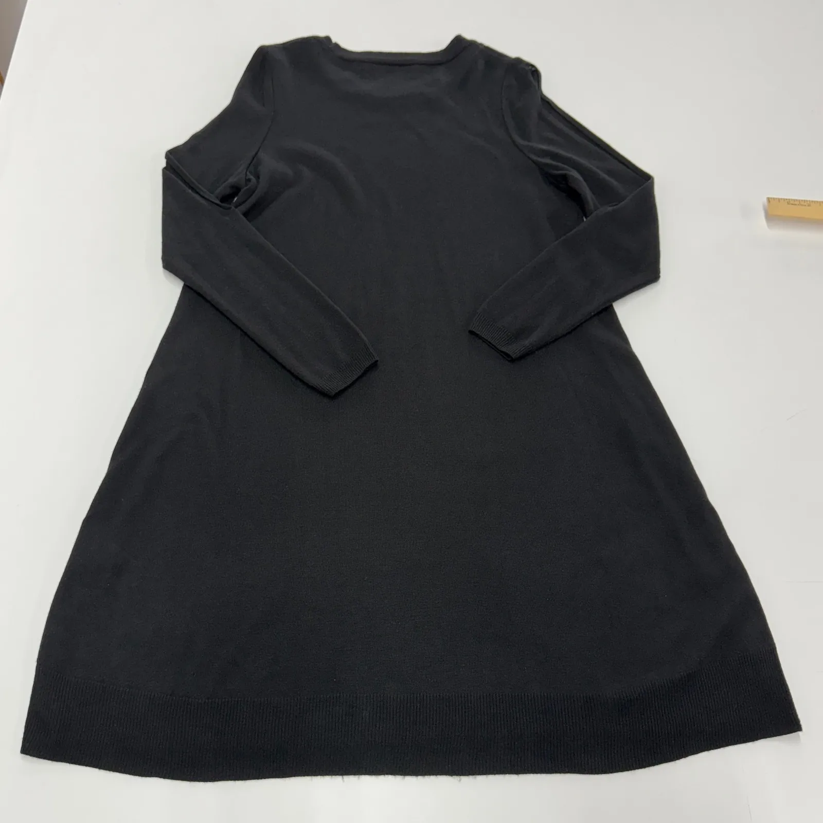 ASOS Womens Dress Size US 6 Black Split Open Sleeve Crew Neck Sweater Knit Mini - Image 2