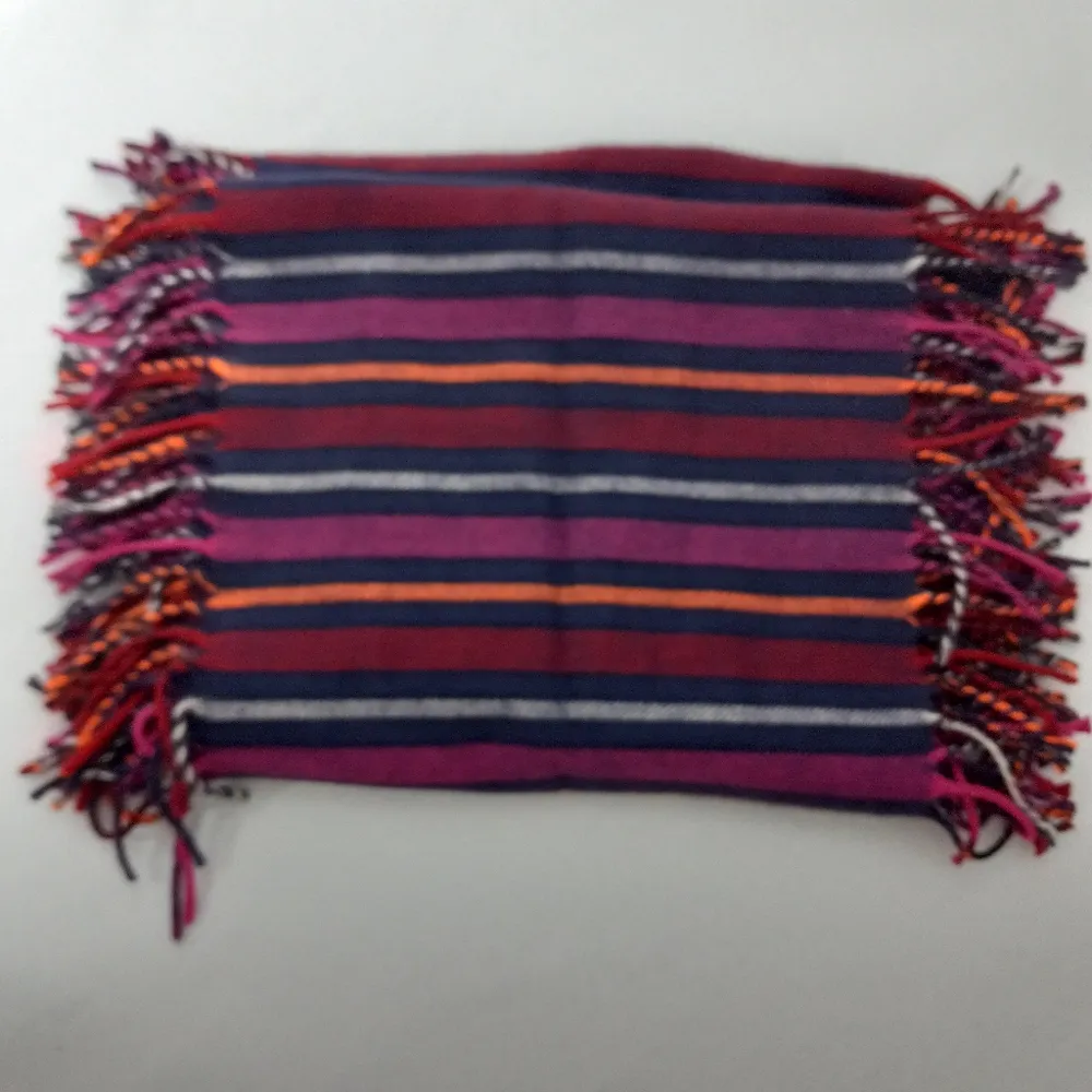 Dillard's Soft Striped Fringed Acrylic Infinity Scarf in Fuchsia Navy Orange Blue - Image 2