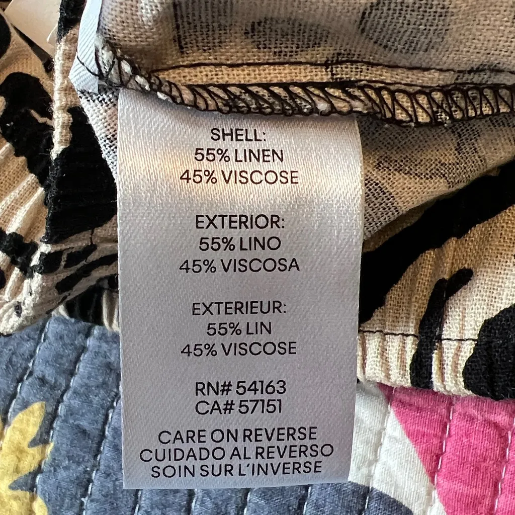 New Calvin Klein Linen Blend Black & Tan Animal Print Casual Pants Size: Small - Image 9