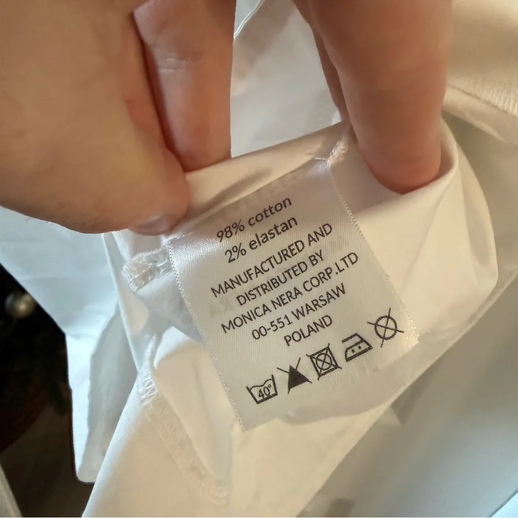 Monica Nera White Smocked Ruffle Cotton Blouse Tunic Size M Size M - Image 5