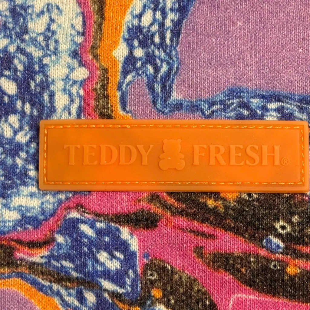 Teddy Fresh x Myfawnwy Collab Multicolor Marbled Abstract Art Sweatshirt Size XS - Image 4