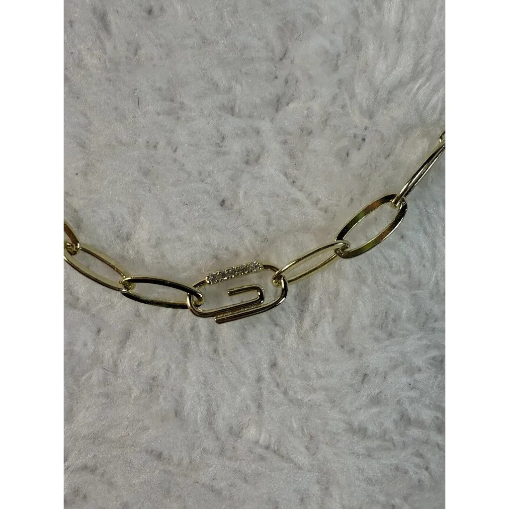 Adina Eden‎ Gold Plated Pavé Safety Pin Paperclip Bracelet - Image 3