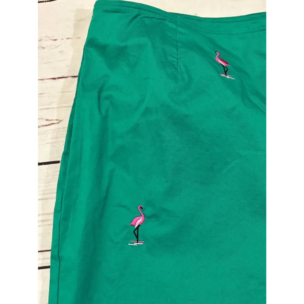 Requirements Green Casual Novelty Cropped Capri Pant Pink Flamingo Size 14 - Image 26