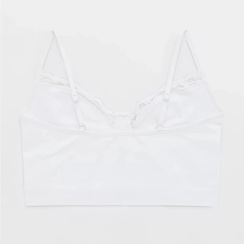 Aerie White Superchill Seamless Lace Trim Corset Tank Top Bralette - size XL - Image 9