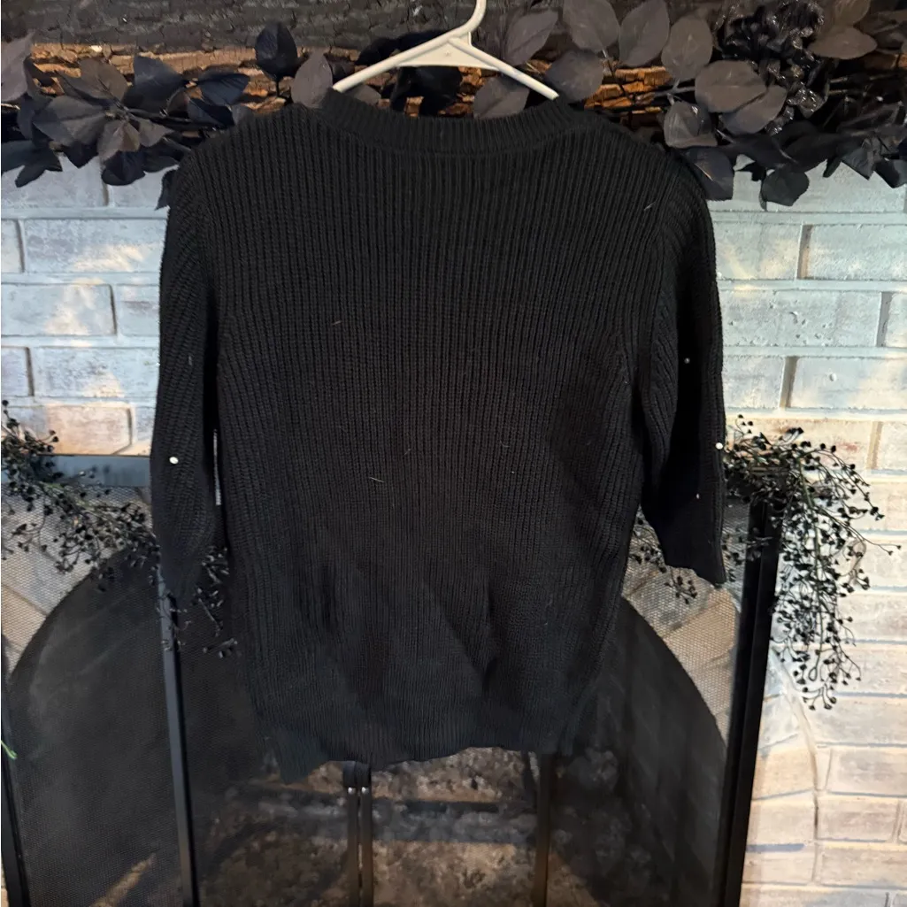 Cable & Gauge Black Sweater with Pearl Details - Image 3