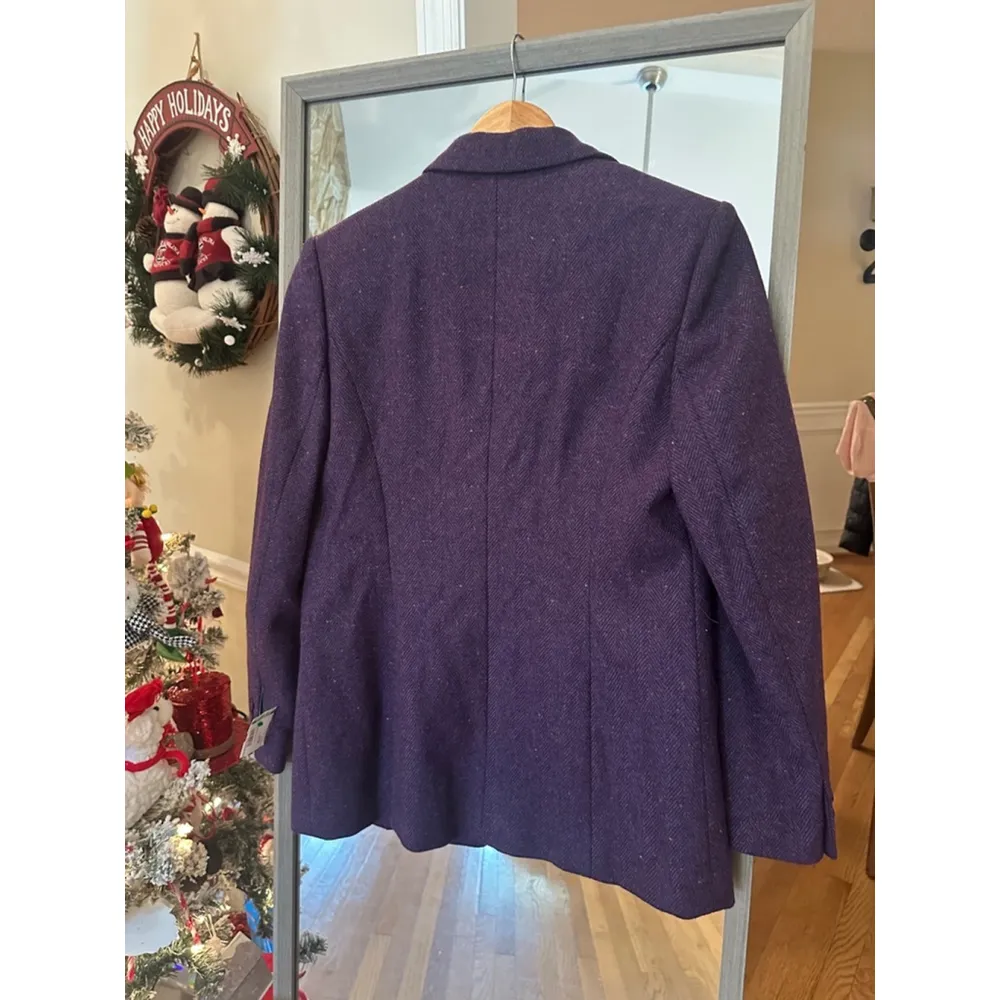 Women's Talbots Tweed Wool Blazer, Size 6, Purple - Image 3