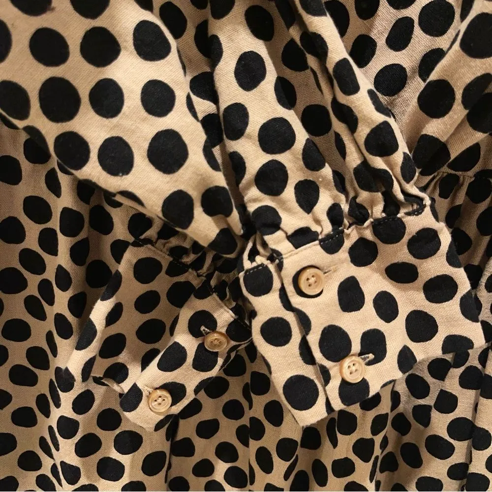 Who What Wear Linen Blend Polka Dot Puff Sleeve Dress - XS - Image 12