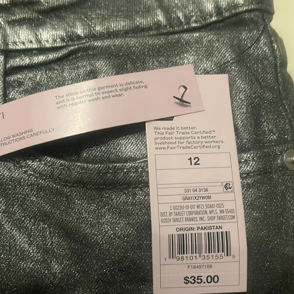 New 12 Wild Fable High Rise Baggy Jeans Denim Wide Leg Silver Metallic… - Image 13