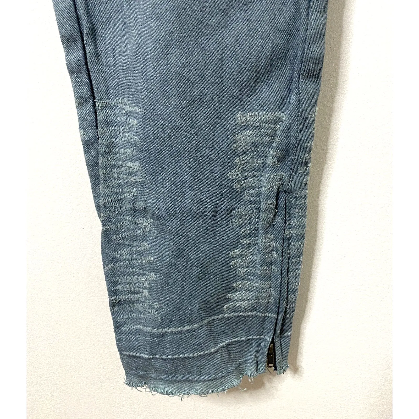Umgee USA Distressed Denim Pull-On Jeggings Ankle Zip Stretch Cotton Blend Sz XL - Image 4