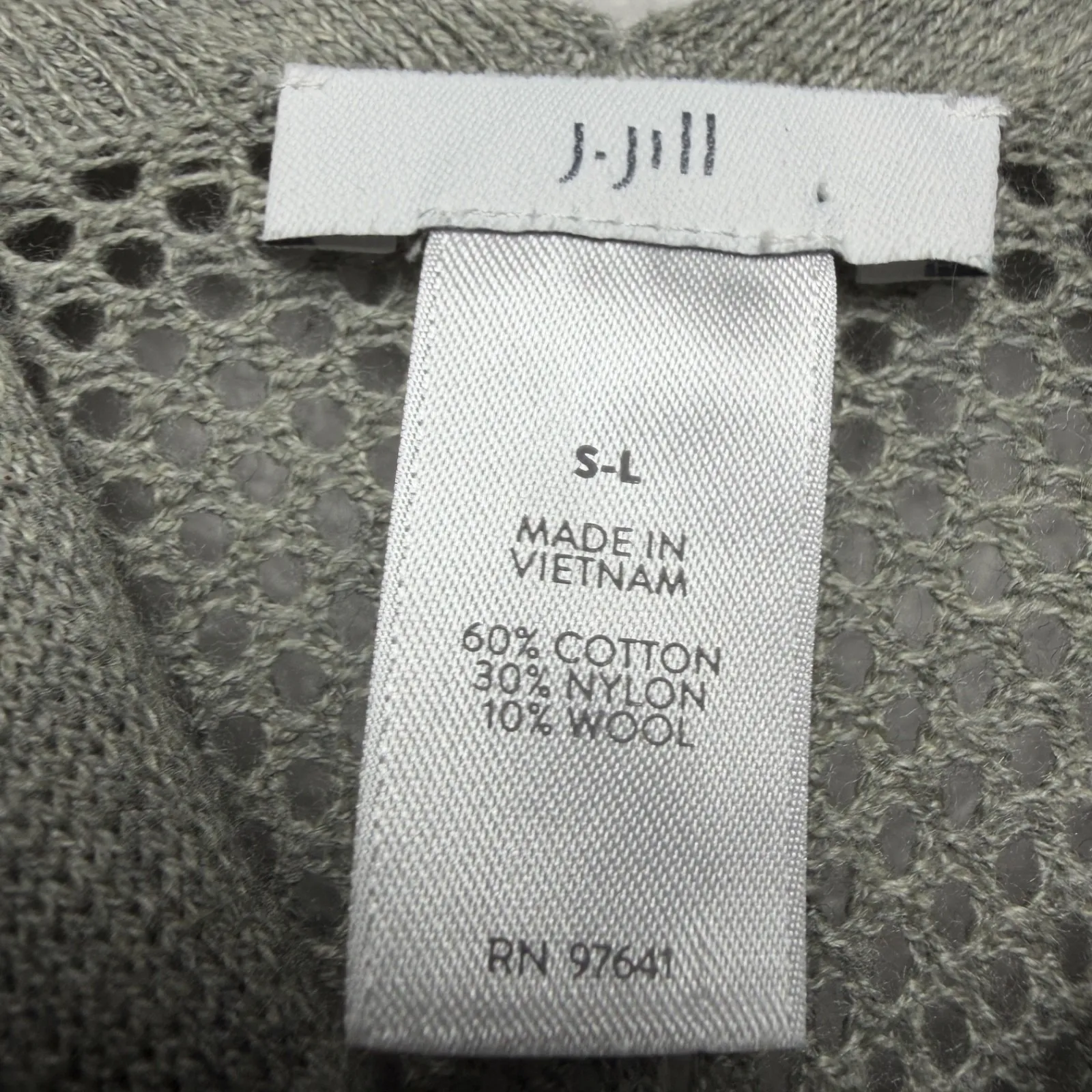 J.Jill Open Knit Poncho Cardigan Womens S/L Gray V-Neck Button Front Minimalist - Image 9