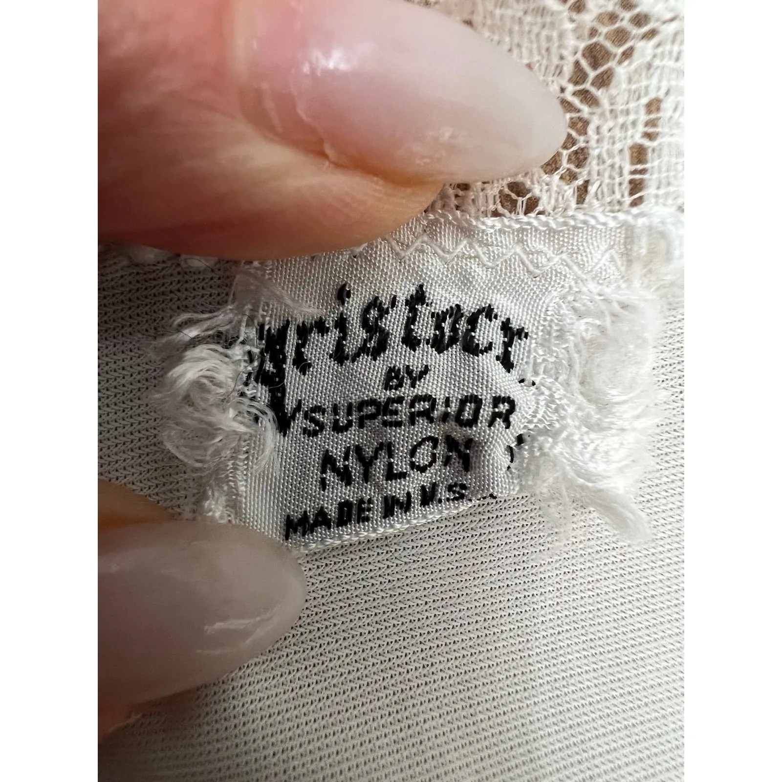 Vintage Aristocraft White‎ Lace Nylon Slip Dress USA Bridal Lingerie 1950s Sz S - Image 4