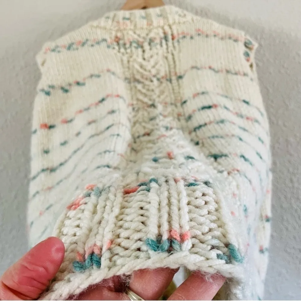 Vintage Cream Stripe Knit Sweater Vest Size L - Image 7