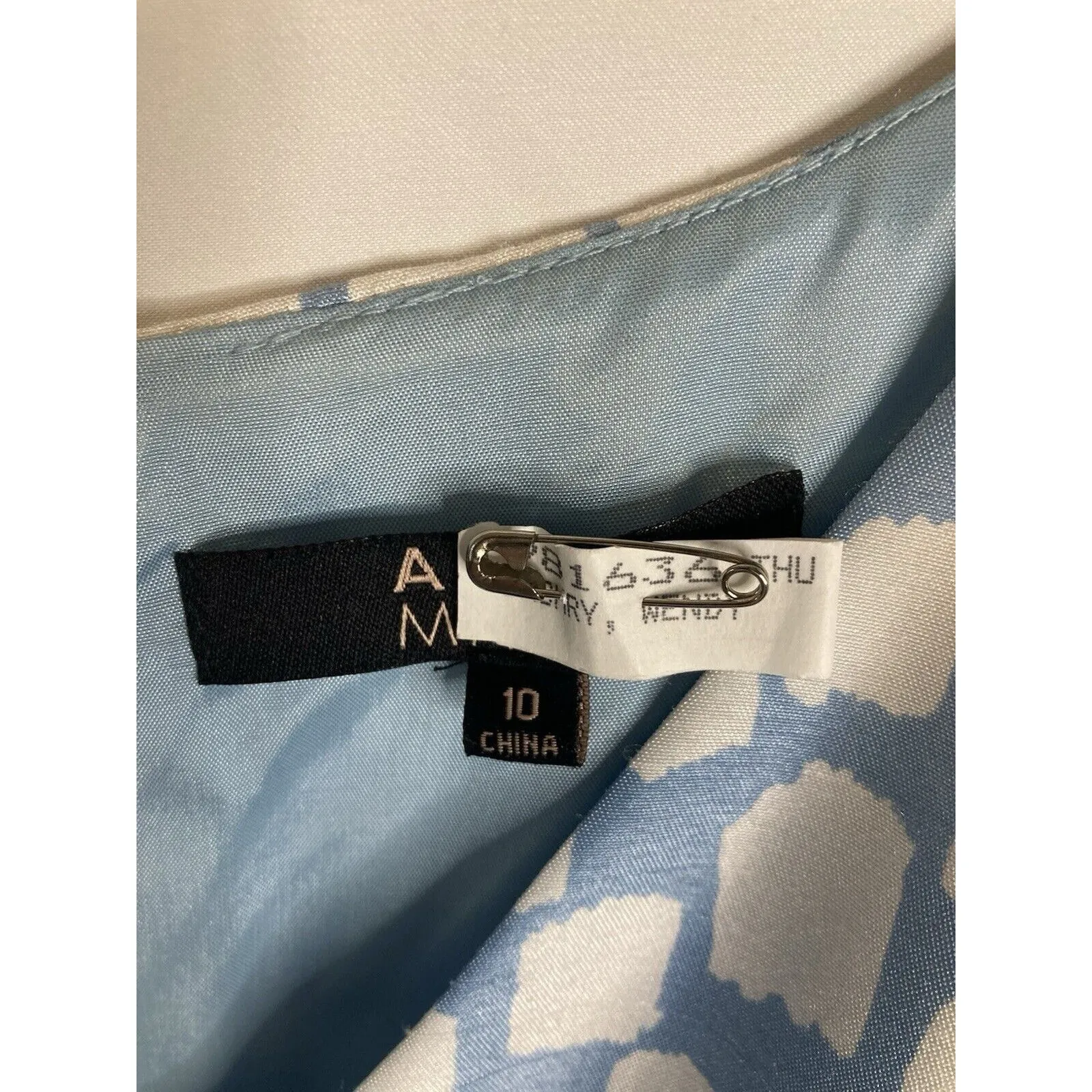 Easter Dress Size 10 Floral Sheath Blue White Midi Pockets Wedding Alex Marie - Image 6