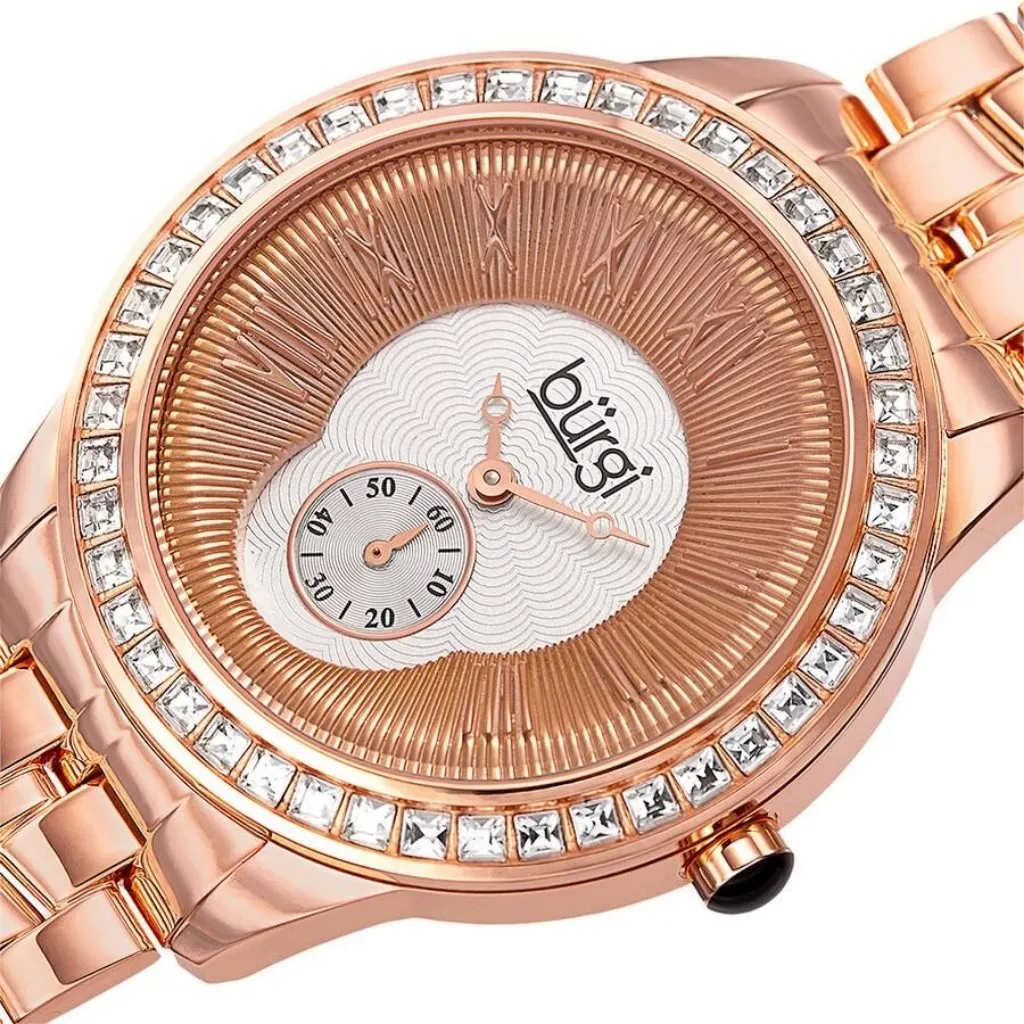 FX07250B NWT Authentic Burgi Silver and Gold Dial Rose Gold - Image 3