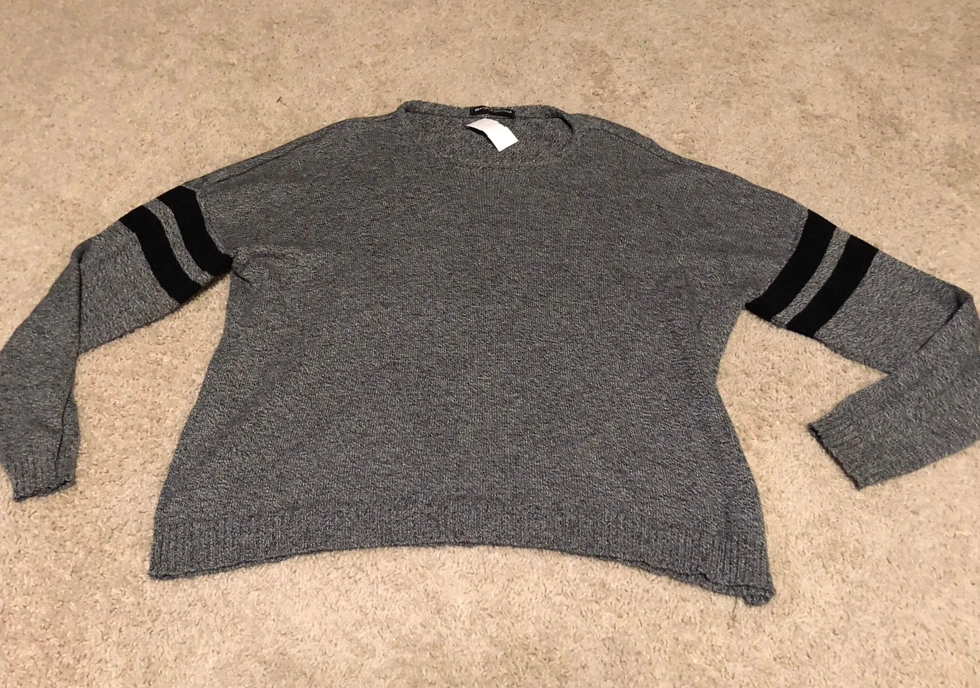 Gray sweater with two black stripes on upper sleeve never worn  - Image 2