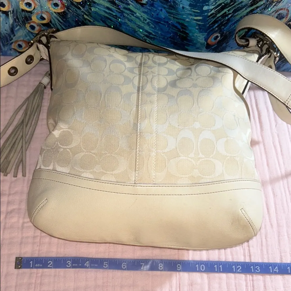 Coach Cream Signature Monogram Crossbody/ Shoulder Bag - Image 11