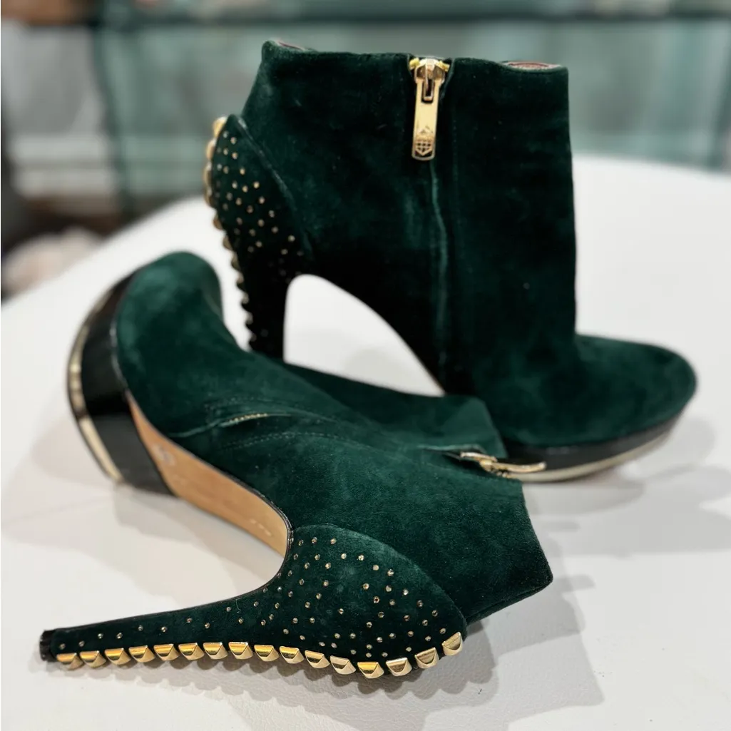 Vince Camino Green Suede Leather Ankle Boots - Image 9