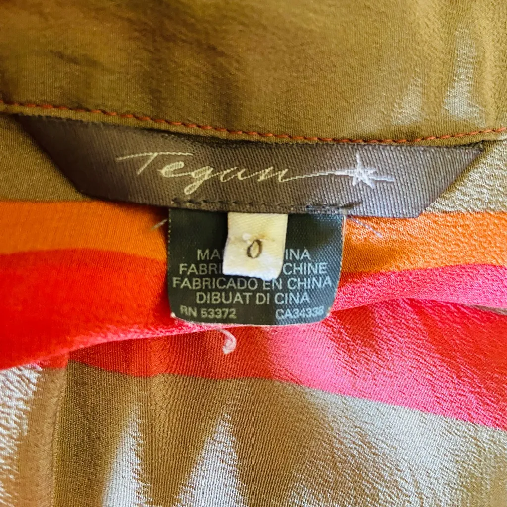 TEGAN 100% silk multicolour shirt dress Pink Size 0 - Image 10