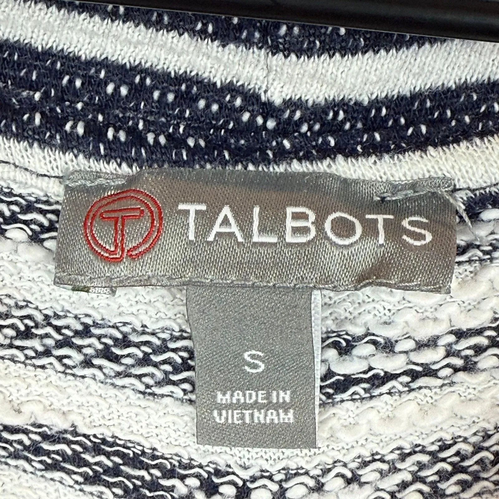 T‎ by Talbots Sweater Women's Small White Navy Striped Knit Cowl Neck Pullover - Image 5