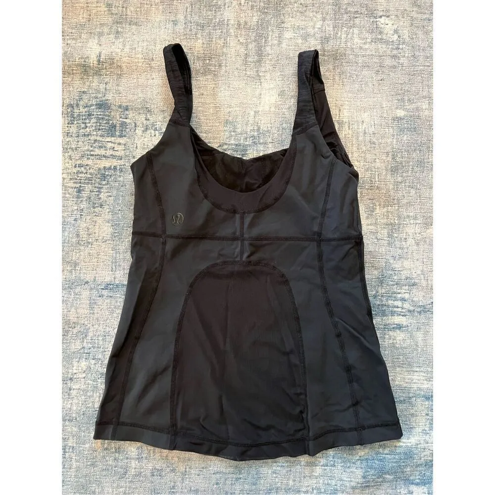 Lululemon Dance : Grace Black Athletic Tank Top w Mesh Panels Size 4 - Image 6