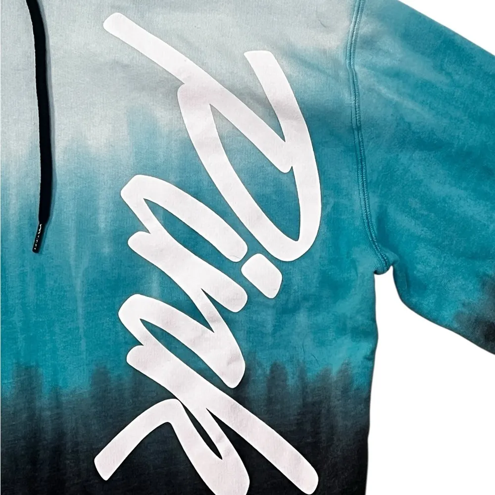 Victoria's Secret Pink Teal‎ Black Tie Dye Cropped Hooded Sweatshirt Size XS - Image 3