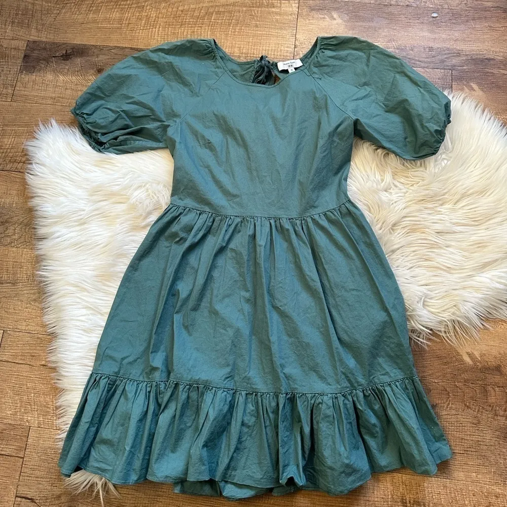 PETER SOM Green Puff Sleeve Dress - Image 6