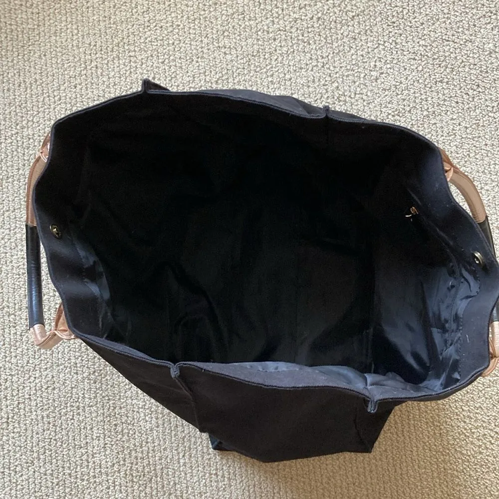 Victoria’s Secret XL Black and Gold Canvas Tote Bag Shoulder Carryall Handbag - Image 8