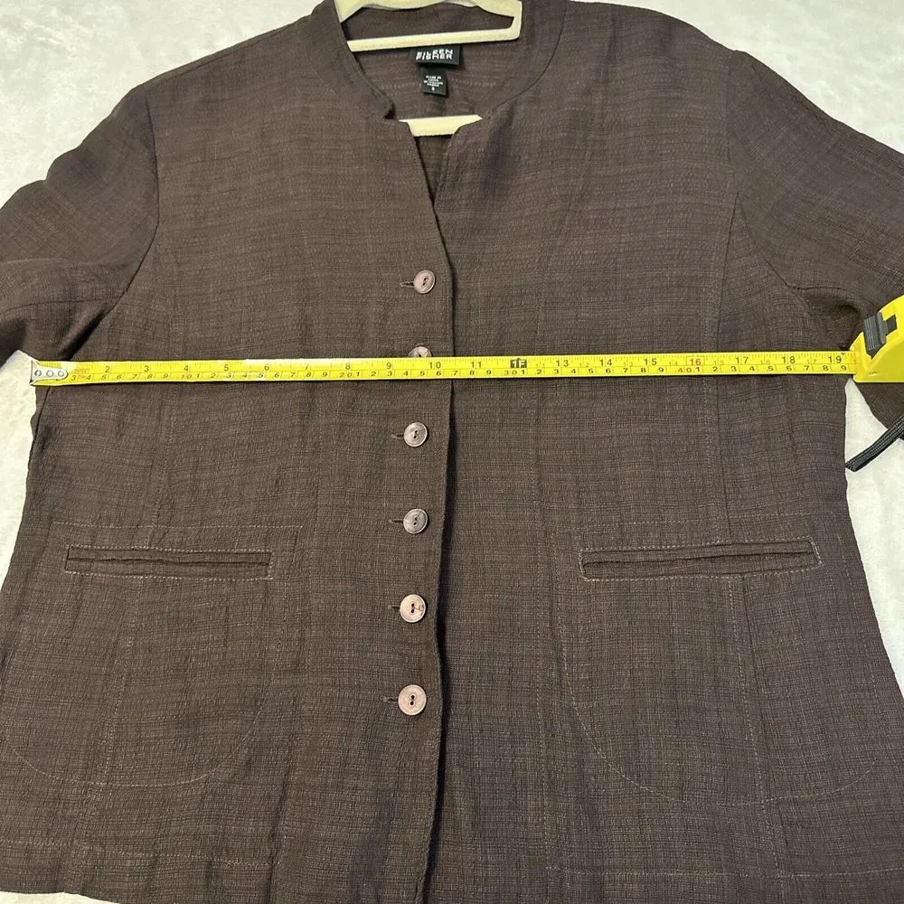 Eileen Fisher Gray Linen Blend Boxy Fit Jacket Made of Italian Fabric Size S - Image 6