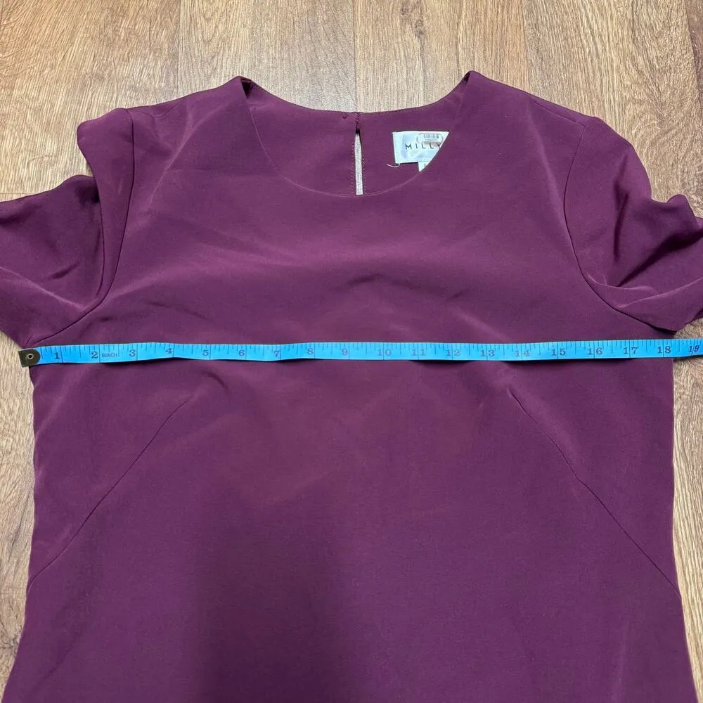 Milly Cady Burgundy Wine Red Bell Statement Sleeve Mini Dress L/S Size 6 Small - Image 8