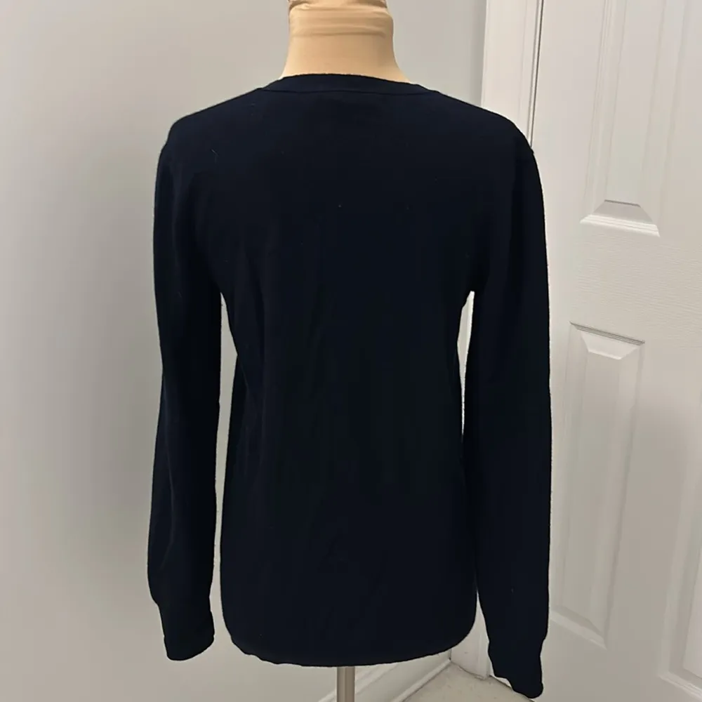 Equipment Femme Wool Cashmere Navy Buttoned Cardigan Sweater - Image 3