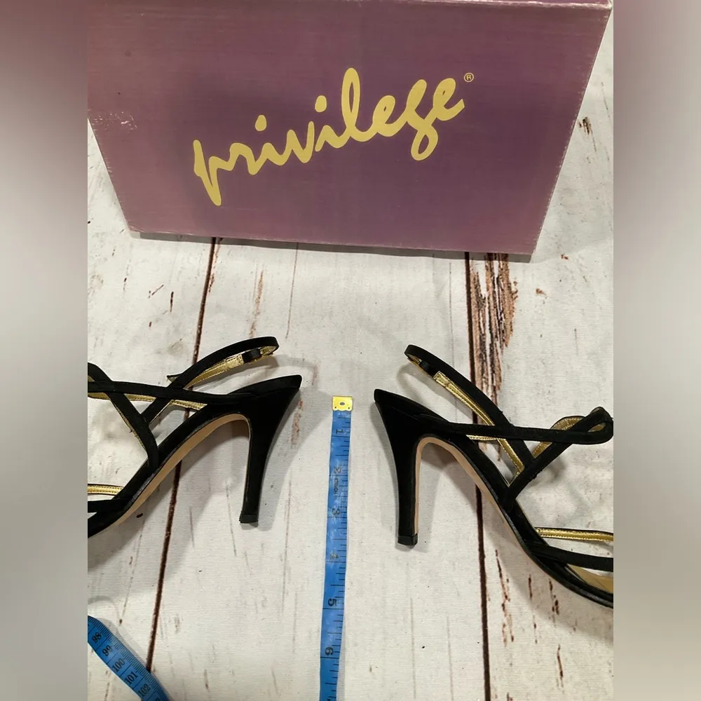 VINTAGE PRIVILEGE BLACK STRAPPY SANDALS Size 6.5 - Image 5