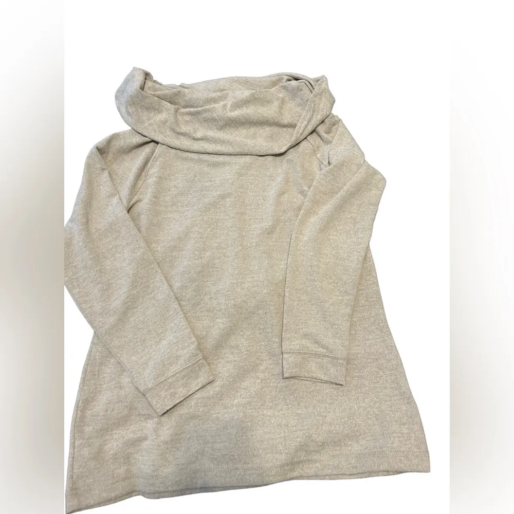 Haven beige long sleeve cowl neck sweater size large - Image 5