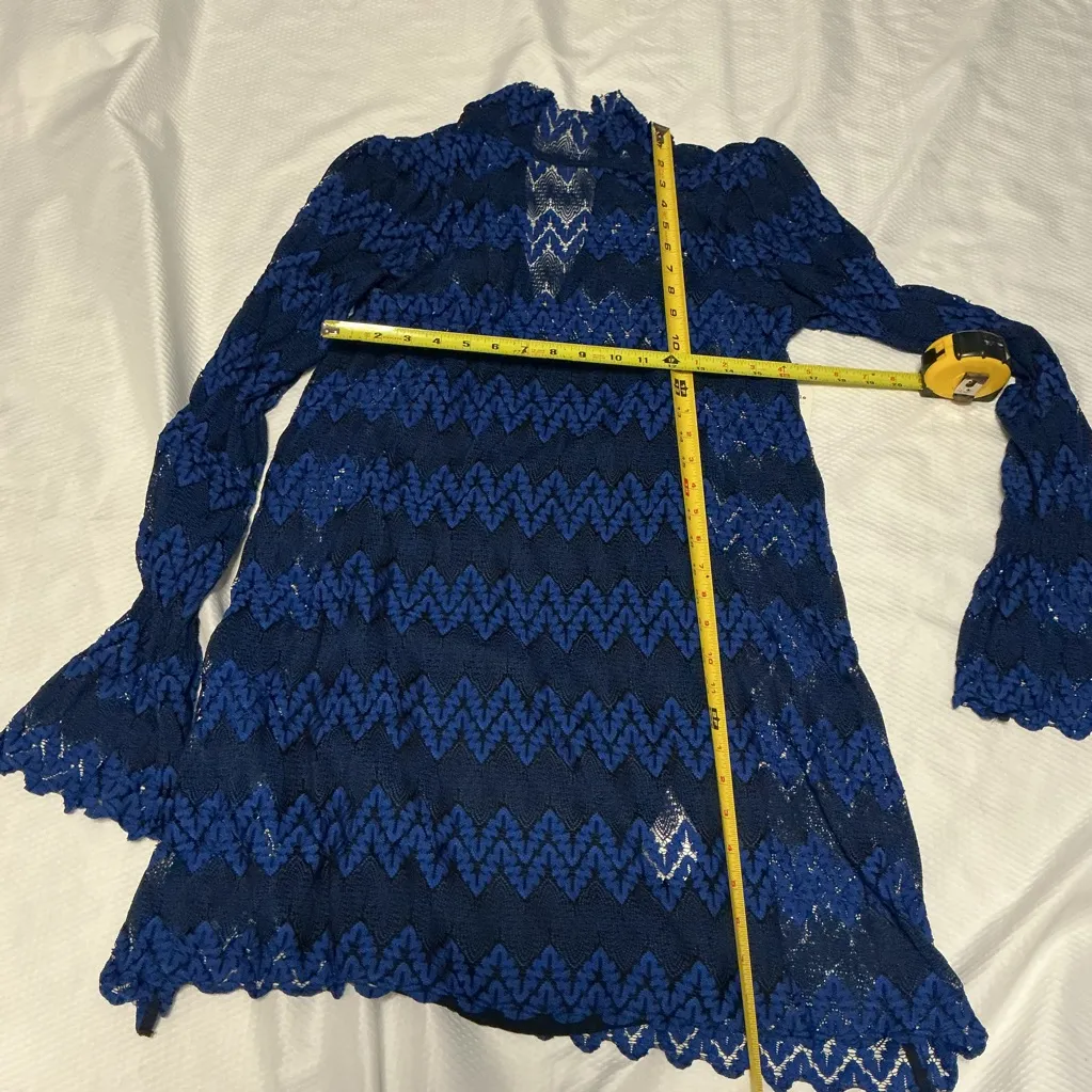 Free people Stylish Black Dress with Blue Lace Overlay. - Image 3