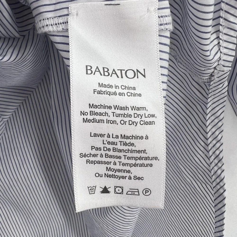 Aritzia Babaton Striped Blouse Tie Cuff Cotton Medium - Image 5