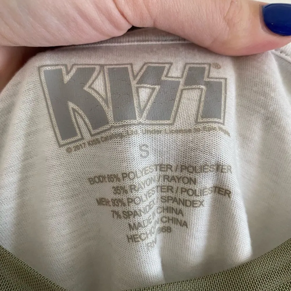 KISS alive world tour metallic green sheer layered tshirt small grunge - Image 5