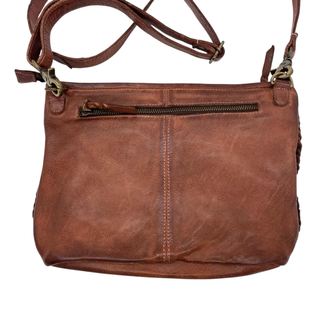 Amsterdam Heritage Brown Leather Woven Crossbody Shoulder Bag Southwestern - Image 7