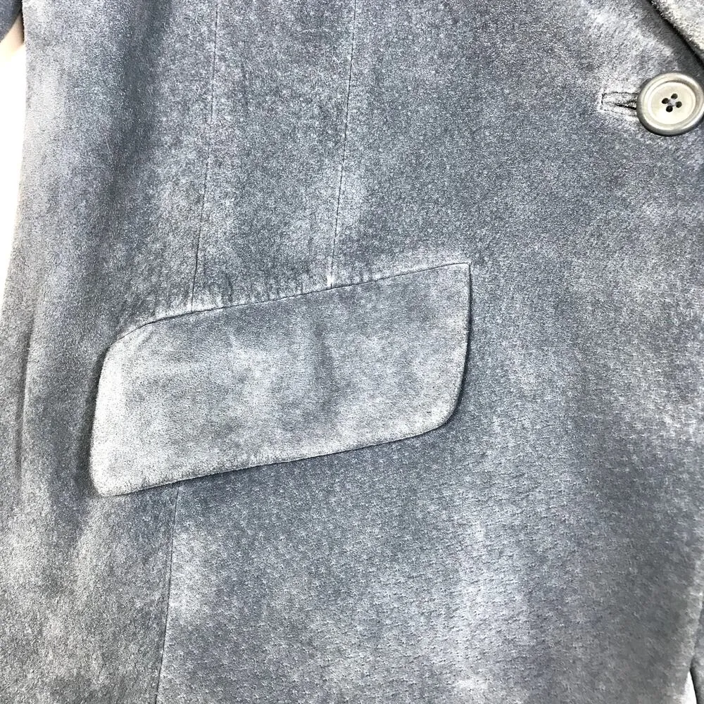 CASUAL CORNER VTG Leather Jacket Blazer Women L Blue Retro Nostalgia Classic Y2K Size L - Image 6