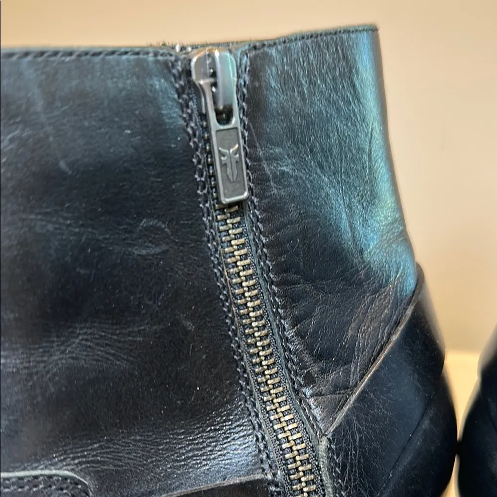 Frye Black Leather Zip Ankle Boots - Image 6