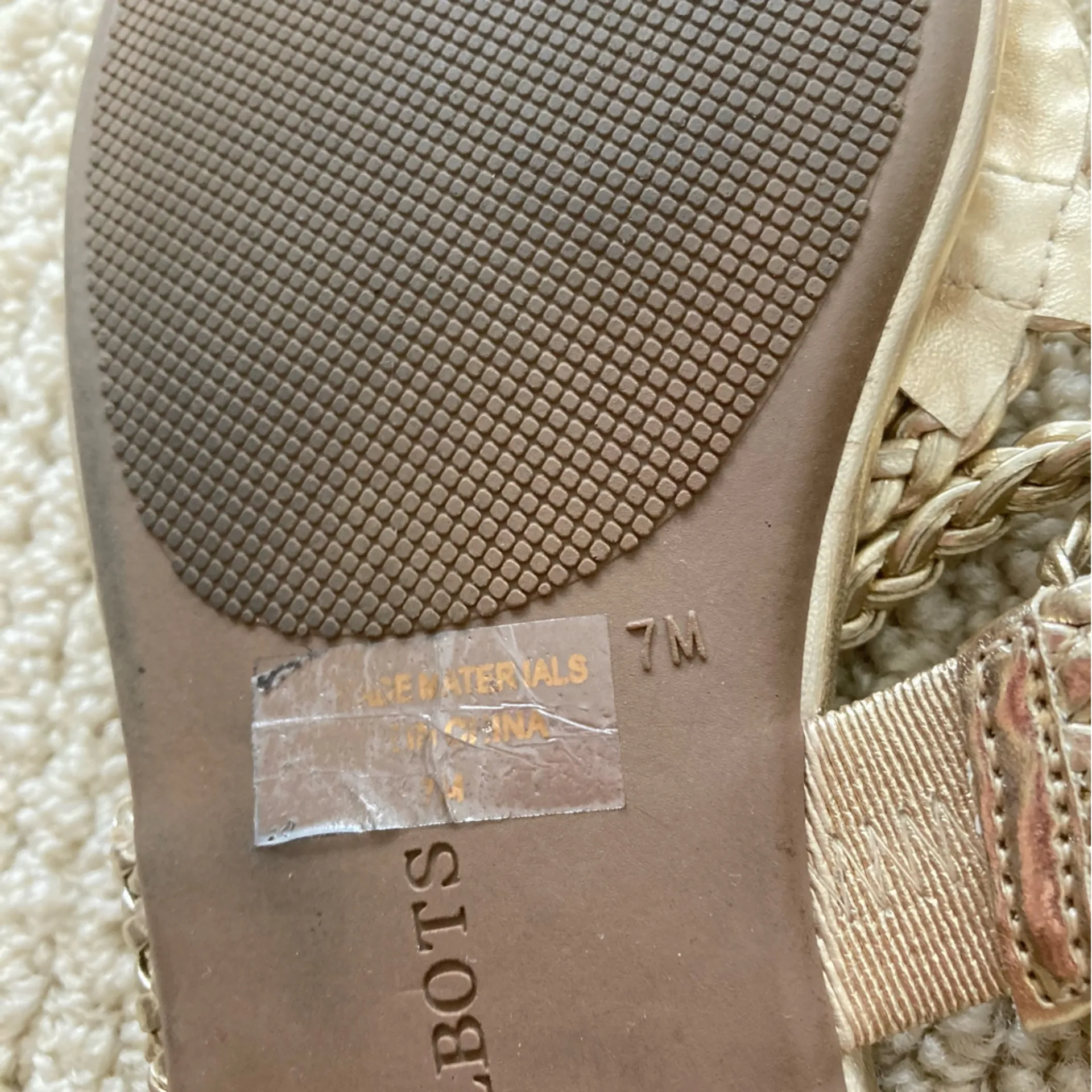 Talbots Cece Gold Metallic Braided Thong Sandals Size 7M High End Flip Flops - Image 6