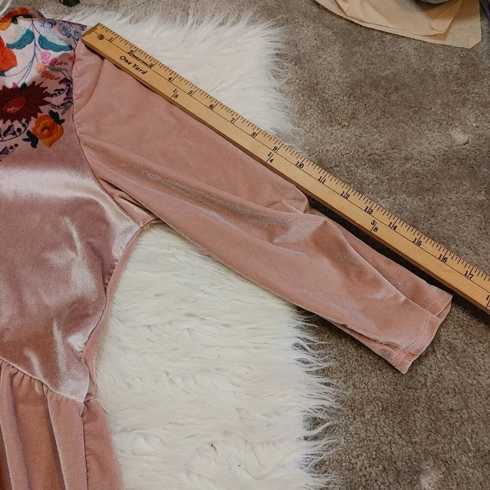 Acting Pro Size Extra Large XL Velvet Soft Pink Floral Blouse Flowy Top Boho - Image 7